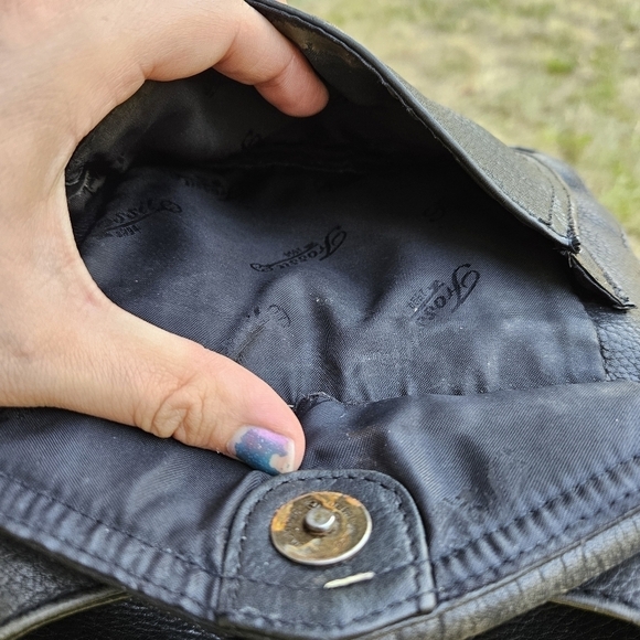 Fossil black leather two strap shoulder bag Y2K - Picture 9 of 11